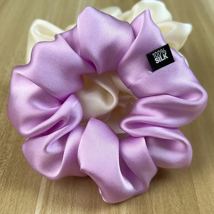 100% Mulberry Silk Hair Scrunchies Ponytail Holders for Women / Girls 19 Momme