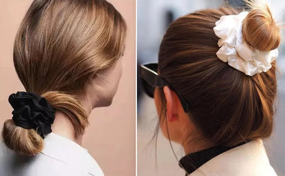 100% Mulberry Silk Hair Scrunchies Ponytail Holders for Women / Girls 19 Momme